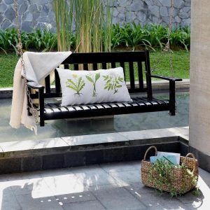 Cambridge Casual Thames Black Wood Porch Swing HD-130228-BK - The .