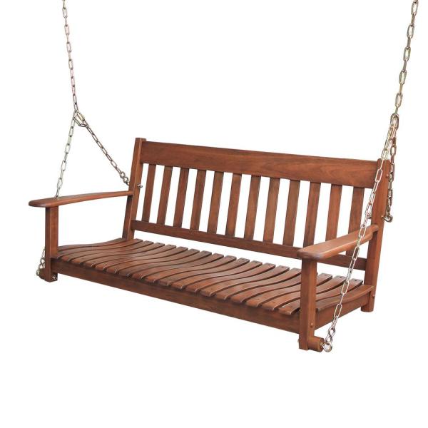 Cambridge Casual Thames Natural Brown Wood Porch Swing HD-130228 .