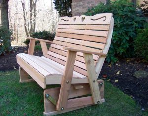 Creekvine Designs Cedar Wood Royal Country Hearts Rocking Glider .