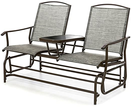Amazon.com: Double Glider Chairs with Table Fabric and Glass .