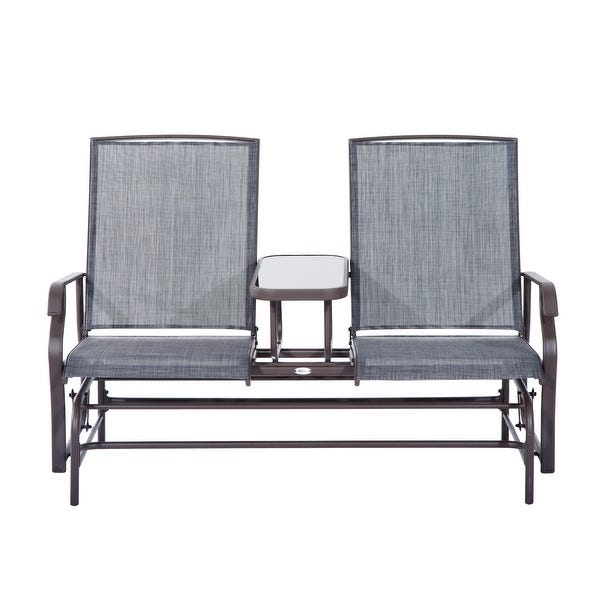Shop Outsunny Two Person Outdoor Mesh Fabric Patio Double Glider .