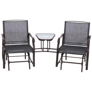 US84A-0840143 Outsunny Double Glider Chairs Garden Bench with .