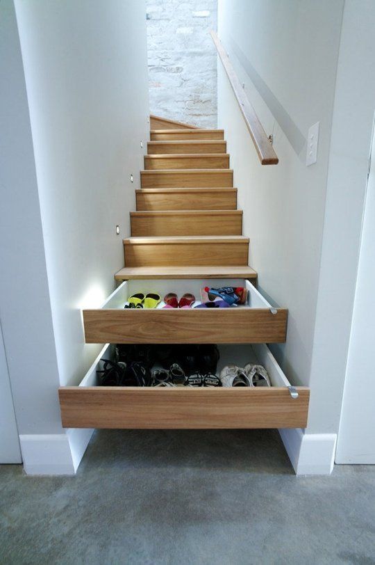 14 Smart Shoe Storage Solutions…No More Piles! | Stair storage .
