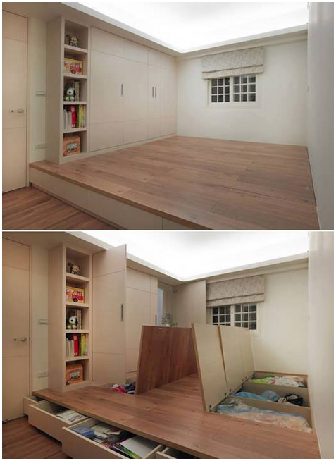 Under floor storage, what a great idea! #clever storage #StorTown .