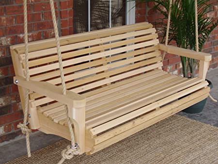 Amazon.com : Contoured Classic Cedar Porch Swing with Hanging Rope .