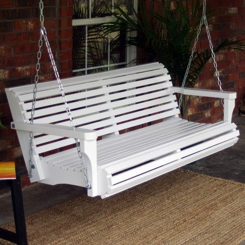 TMP Outdoor Furniture Contoured Classic White Porch Swing | Porch .