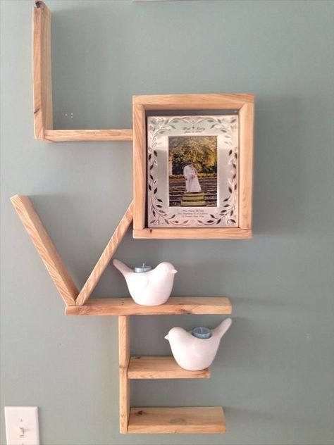 Cool Letter Shaped Shelves | Diy pallet furniture, Rustic wood .