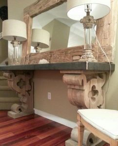 DIY Corbel Entry Table With Barn Beam Mirror. | Contemporary home .