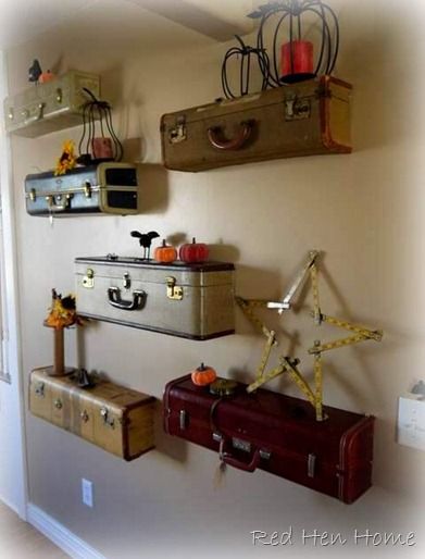 20+ DIY Vintage Suitcase Decorating Ideas! | Suitcase shelves .