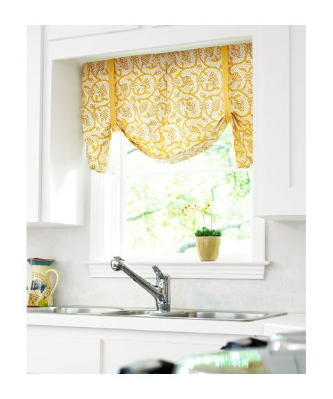 possible idea for kitchen curtains over sink- style... prob diff .