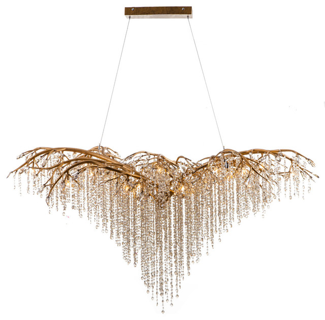 Branch Chandelier With Champagne Beaded Crystals - Contemporary .