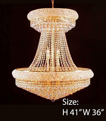 36" Large Lead Crystal Gold Chandelier Palace Hallway Lighting .