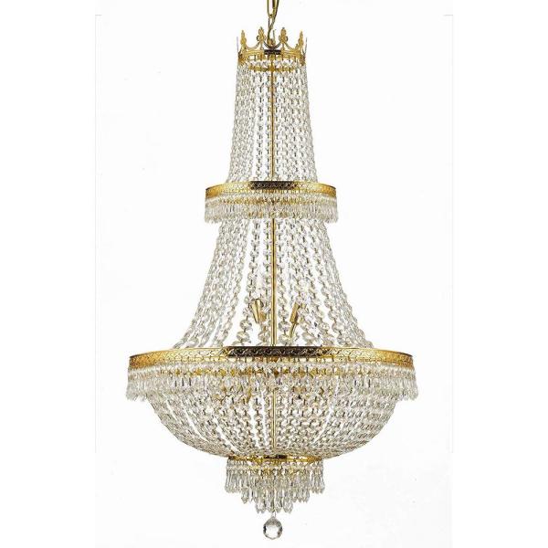 Harrison Lane French Empire 15 Light Gold Chandelier with Crystal .