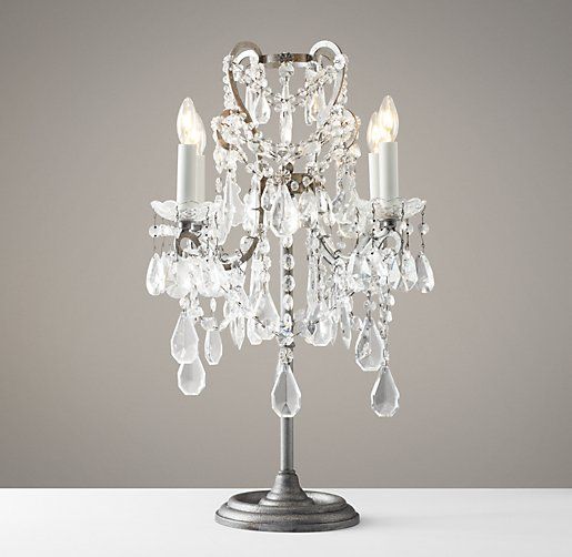 Manor Court Crystal Table Lamp - Aged Pewter | Crystal table lamps .