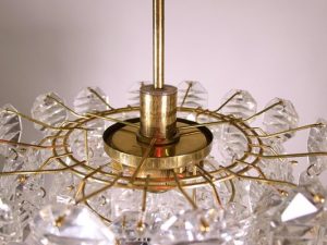 German Brass and Crystal Waterfall Chandelier from Kinkeldey .