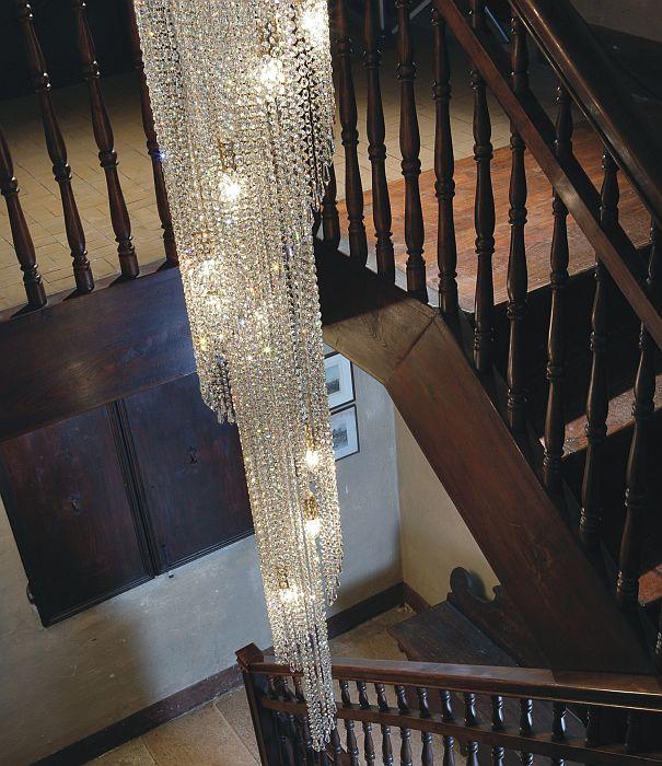 Cascading staircase chandelier | genuine lead crystal chandelier .