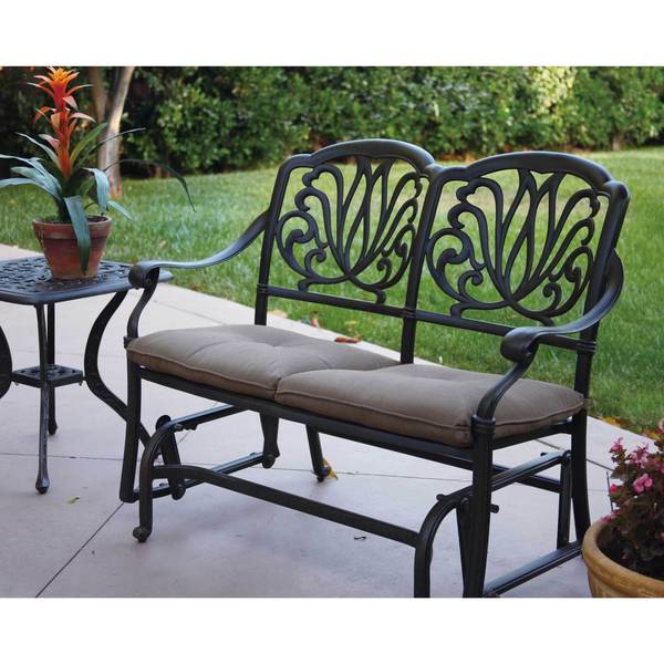 Shop Avalon Cast Aluminum Glider Bench with Seat Cushion by .