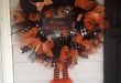 Deco Mesh Halloween Witch Wreath and Cute Witch Feet Decoration .