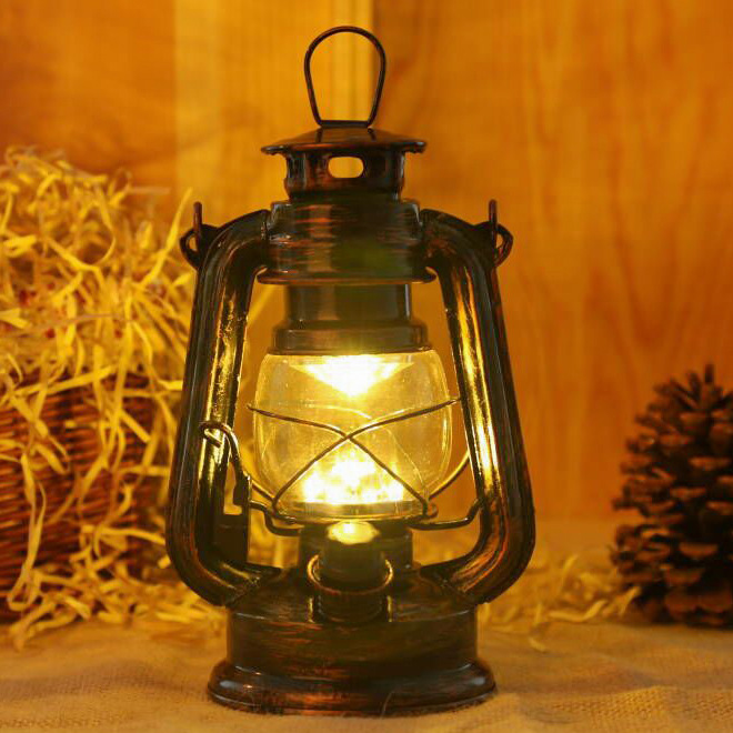 European Style Retro Charging LED Lantern Kerosene Lamp Iron Art .
