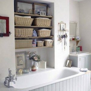 20+ Neat And Functional Bathtub Surround Storage Ideas 20