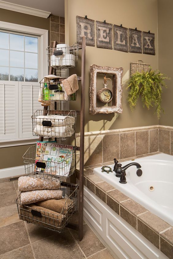20+ Neat And Functional Bathtub Surround Storage Ideas | Country .