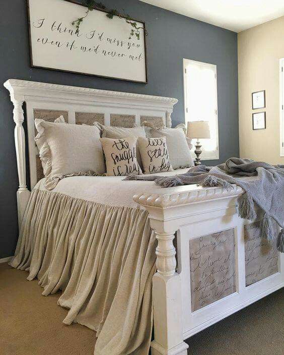 farmhouse style bedroom with a great headboard bed frame and diy .
