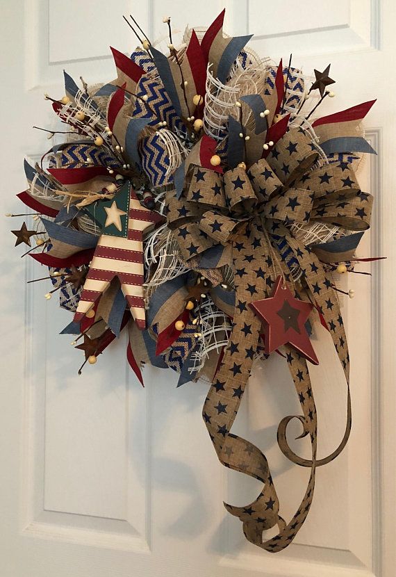 Patriotic Wreath Primitive Americana Wreath Americana | Patriotic .