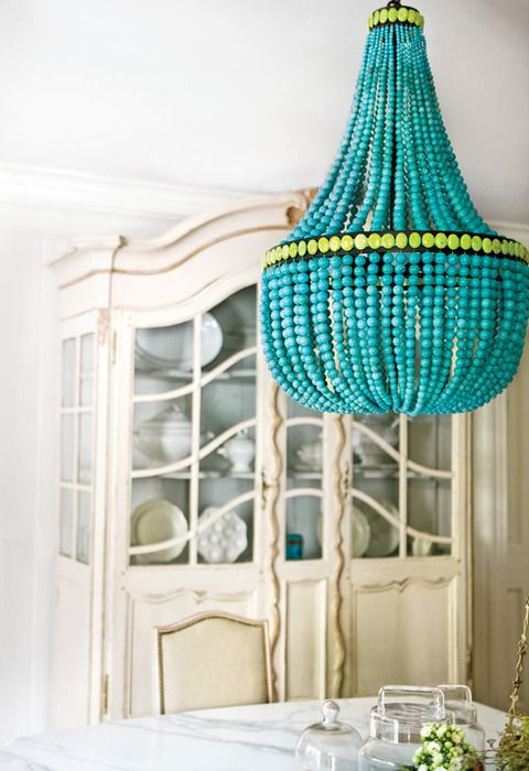 A turquoise and citron chandelier? Sounds like our next d.i.y. .