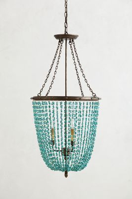 Turquoise Beaded Chandeliers: High & DIY | Beaded chandelier, Home .