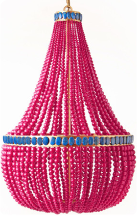 Hot Pink Painted Bead Chandelier | Beaded chandelier, Diy .