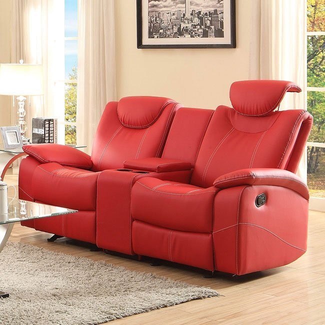 Talbot Double Glider Reclining Loveseat (Red) by Homelegance .