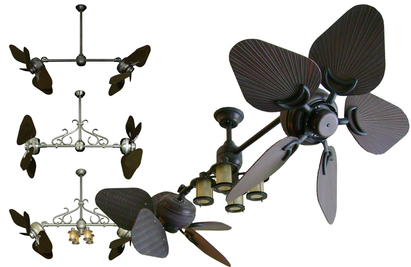 35 inch Double Twin Star Tropical Ceiling Fan with ABS Blades in .