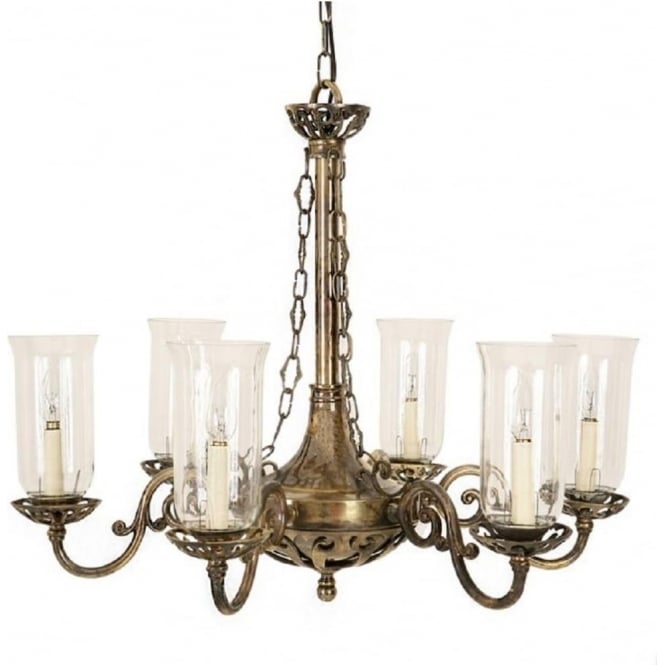 Empire Edwardian Hanging Ceiling Chandelier with Storm Glass Shad