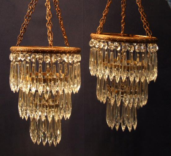Beautiful pair of Edwardian antique crystal chandeliers from .
