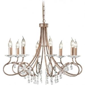 8 Light Edwardian Chandelier with Crystal, Dual Mount Facili