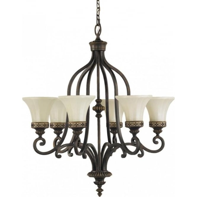 Walnut Bronze Ceiling Light Fitting with 6 Lights in Classic Styli