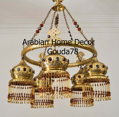 Handcrafted Egyptian Moroccan Jeweled Brass Chandelier Ceiling .