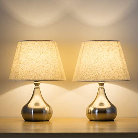 HAITRAL Small Bedside Table Lamps Set of 2 - Unique Elegant .