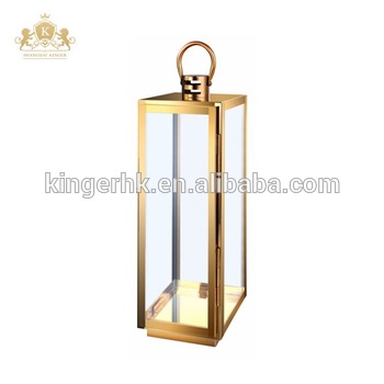 Elegant Golden Brass Outdoor Lantern Garden Stainless Steel Candle .
