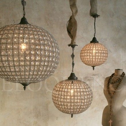 Reproduction Globe Beaded Chandelier $369.75 #thebellacottage .