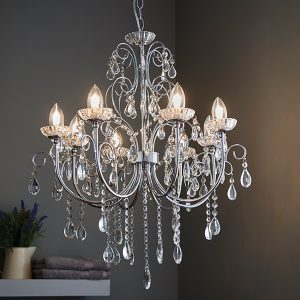 Endon Tabitha Semi Flush Bathroom Chandelier IP44 Glass Chrome .