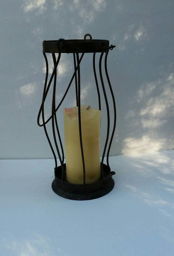 Vintage outdoor lantern shaped candle holder large rustic | Et