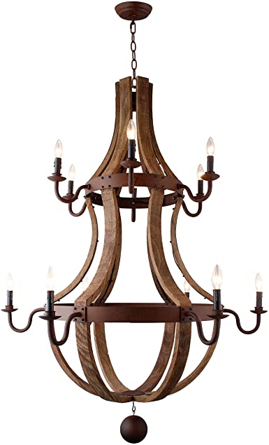 H56"X W42" Vintage Rustic 2 Tiers Extra Large Chandelier Pendant .