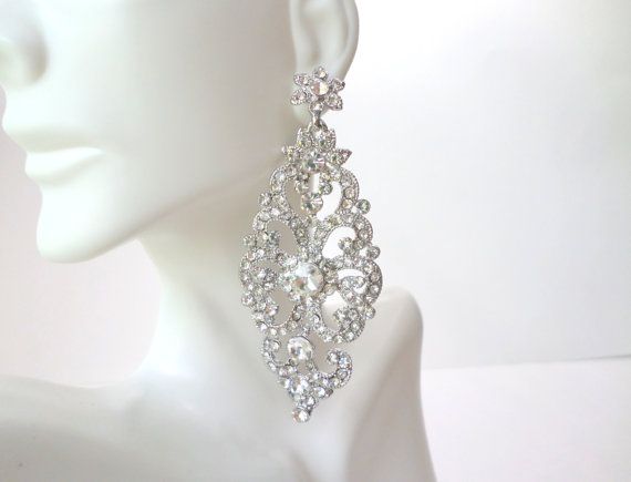 Extra Large Crystal Earrings Bridal Earrings for by EdnaCatherine .