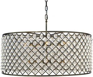 Cassiel Crystal Drum Chandelier, Extra Large, Antique Brass .