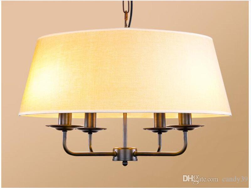 Fabric Drum Shade Pendant Lamp Ceiling Home Suspension Pendant .