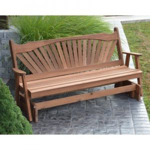 Millwood Pines Gaven Fanback Glider Bench Color: Mushroom | Patio .