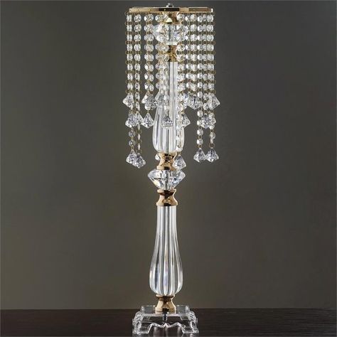 28" Wedding Centerpiece with Faux Crystals - Gold | Chandelier .