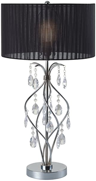 SH Lighting 6738BK Chrome Faux Crystal Spiral Table Lamp with .