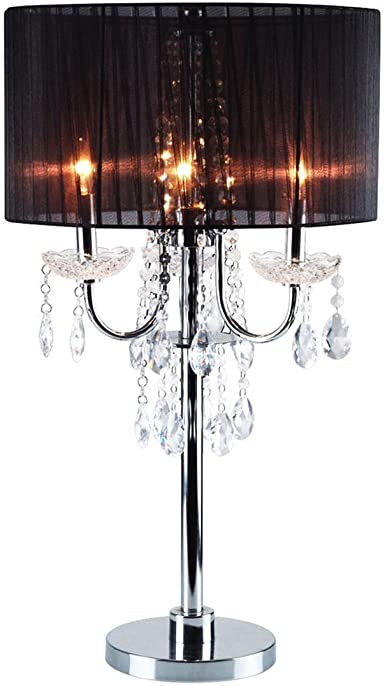 Major-Q 6733TBK 29.5"H Chrome Base Faux Crystal Ornaments Touch on .